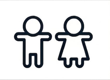 Simple black and white line icons representing a boy and a girl standing side by side.