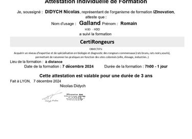 certification spécialiste de la dératisation a nice