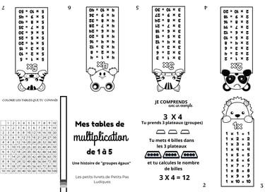 petits livrets multiplication 1 à 5