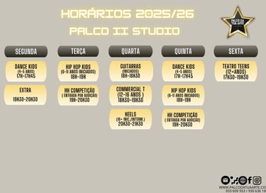 Horários 2025/26 Palco 2