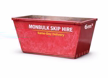 maroon 6m3 skip bin with monbulk skip hire same day delivery service on the side