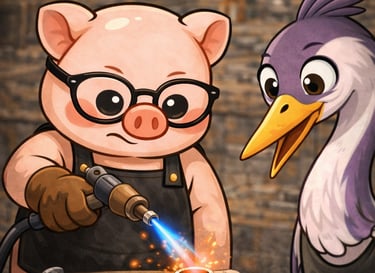 The Artisan Lab Designs mascot Milo and Lyrais softening and quenching the silver to shape its form