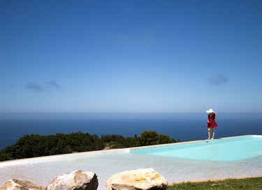a lady at a pool at Misty Mountain Reserve for a fitness holiday