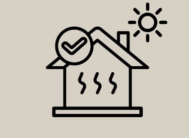 a house with a sun shining on the roof