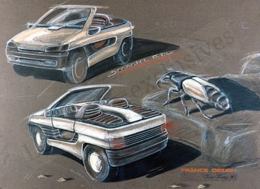 rare croquis du citroen scarabée d'or 1990