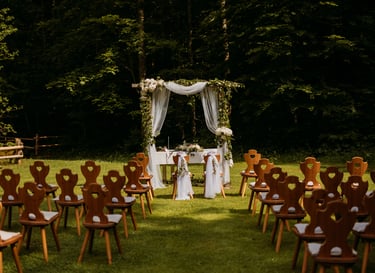 a wedding ceremony with a ceremony in the middle of the day