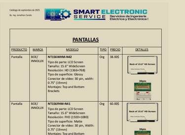 catalogo de repuestos de laptos e cargadores 