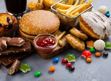 a image showing junk food causing cavities in children