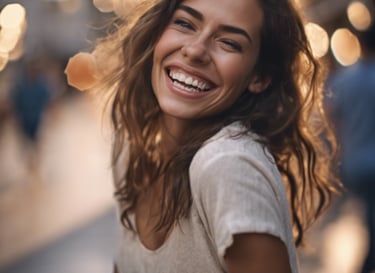 two smiling women doing yoga pose