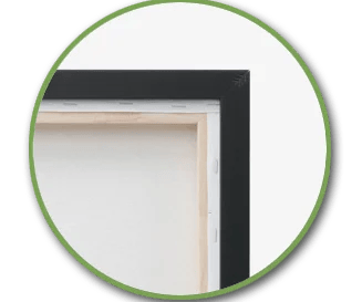 Back view of gallery wrapped canvas in a float frame