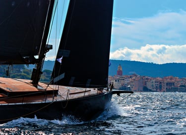 a performance cruiser sailboat sailing on the mediteranean sea