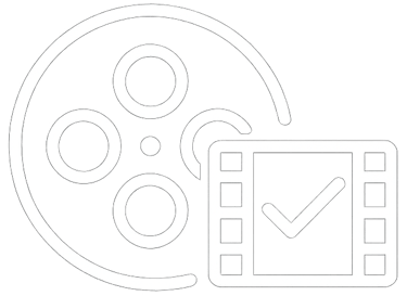 Ícone de rolo de filme com check, indicando entrega final de projeto audiovisual