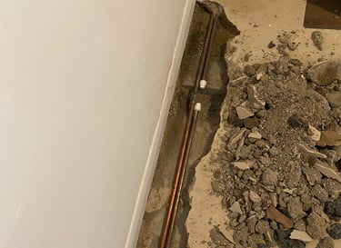 Leak detected in concrete floor