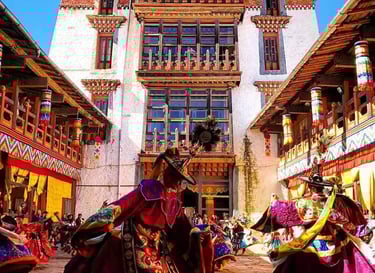 Dance-of-Black-Hats-During-Religious-Masked-Dance-Festival-in-Bumthang-Jakar