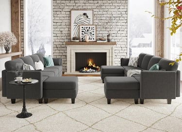 “Huatean U-shaped modular sectional sofa with memory foam and flexible design for spacious living ro