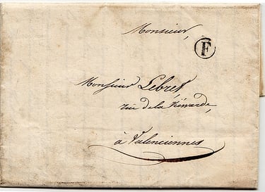 1837 : Lettre mise dans la boite du village d'HAVELUY dépendant du bureau de VALENCIENNES.
