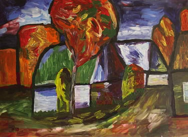 a fauvist painting of a small village