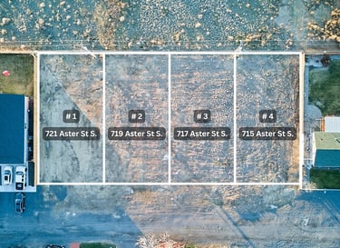 Top down view of build-ready lots in Soap Lake, WA