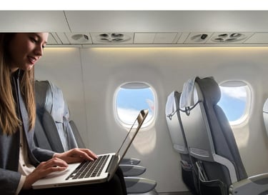 Lady working in the plane
