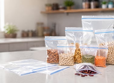 Transparent zip lock bags pouch in multiple sizes with food storage use supplier in Indore