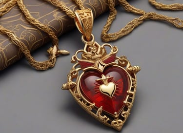 a gold heart shaped pendant, locket and pendant style