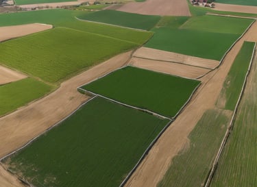 an aerial view of a farmer's tractor in a field
