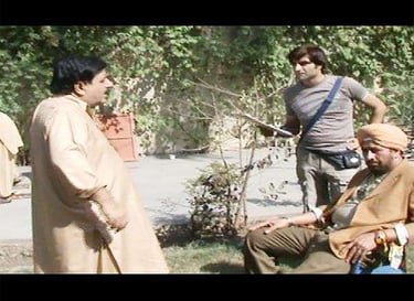 Shafqat Cheema ,Film Writer & Director Saleem Murad & Film Editor Naghman Saleem on Movie Set Kafra.