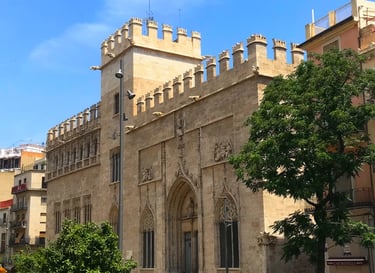 Magnificent Gothic facade of Valencia's Silk Exchange (La Lonja)