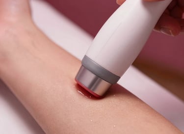Close-up of a laser hair removal session in progress, highlighting precision and comfort.
