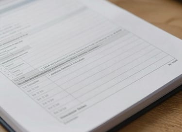 Macro shot of a structured medical journal and clinical charts on a wooden desk, soft natural morning light, editorial feel