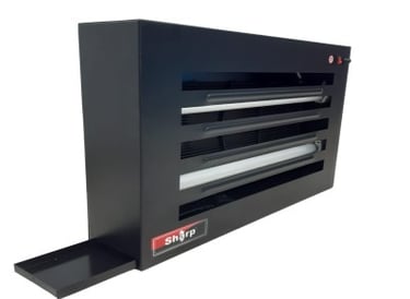 a black and white electric heater with a black and white background