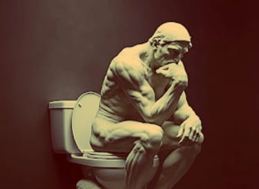 Pensador de Rodin a statue of a man sitting on a toilet