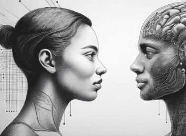 a woman and a man with a brain scans