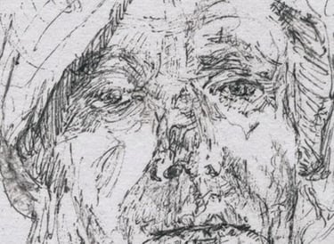 self-portrait drawing on paper
