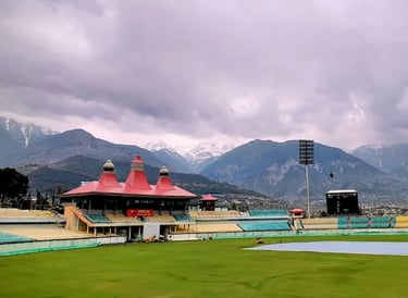 Dharamshala cricket stadium in Himachal Pradesh.