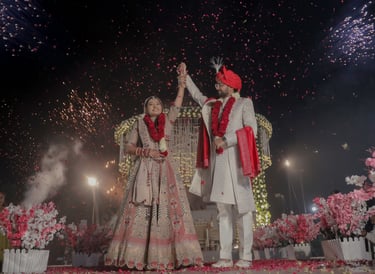 Best Wedding Moment Bride And Groom Photography in mandap R&D bridal makeup vadodara