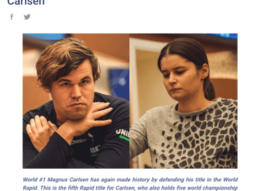 2023 World Blitz Chess Champions: Magnus Carlsen and Valentina Gunina 