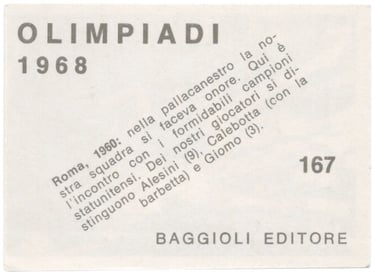 1968 Baggioli Editore Olimpiadi #167 Team USA featuring Jerry West basketball card (back)