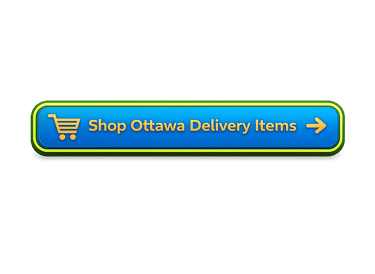 Blue call-to-action button with orange “Shop Ottawa Delivery Items” text and a green outline.