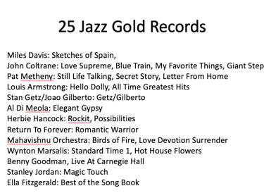 25 Jazz Gold Records