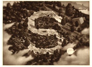 Mezzotint Ess Ephraim Utah Letter on Mountain Robert De Groff DeGroff Clouds Juniper Pigeon