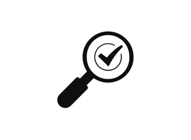 desenho de uma lupa com o símbolo de um check