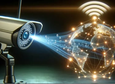 Modern CCTV surveillance camera monitoring digital security network