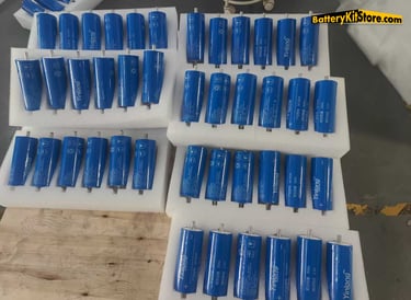 cylindrical LTO battery cells on a pallet