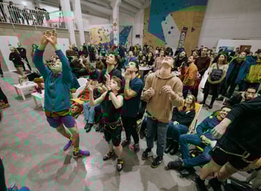 a group of people getting ready to climb
