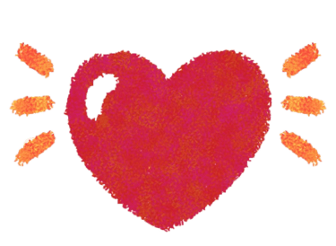 Red heart shape.
