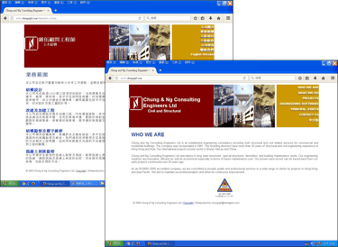 JPEG screenshots of old Chung & Ng website