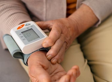 An elderly man keeping tabs on his well-being with the assistance of home care