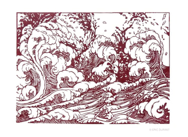Linogravure sur papier 30  × 42 cm - © Eric Durant