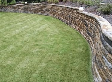 stacked retainging wall built by Carrollton Retaining Walls